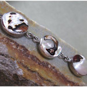 Sterling Silver Bracelet, Pinto Mother of Pearl